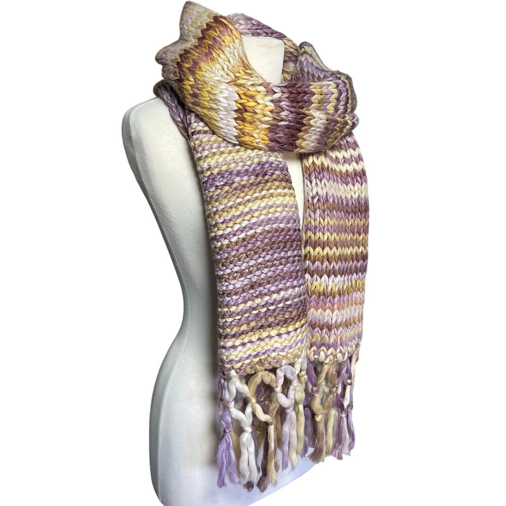 NWT FREE PEOPLE Women’s All Mine Neutral and Lilac Fringed Scarf - Picture 4 of 5